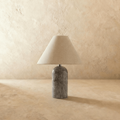 Vionelle Contemporary Fabric and Marble Table Lamp with Adjustable E27 White Light