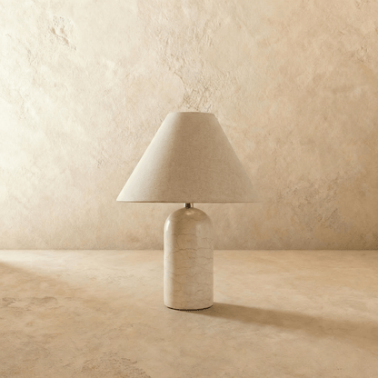 Vionelle Contemporary Fabric and Marble Table Lamp with Adjustable E27 White Light