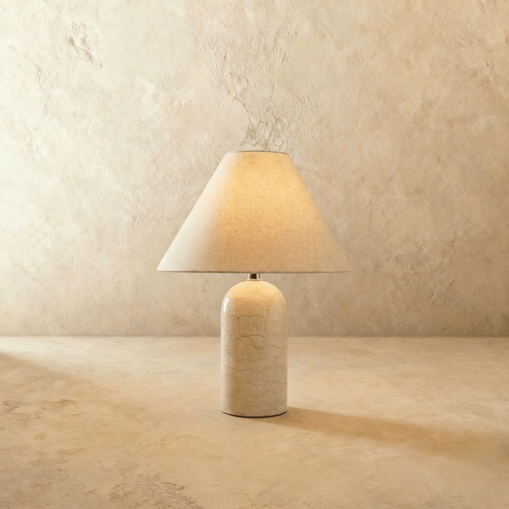 Vionelle Contemporary Fabric and Marble Table Lamp with Adjustable E27 White Light