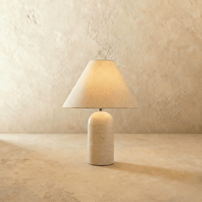 Vionelle Contemporary Fabric and Marble Table Lamp with Adjustable E27 White Light
