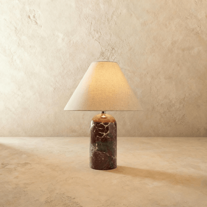 Vionelle Contemporary Fabric and Marble Table Lamp with Adjustable E27 White Light