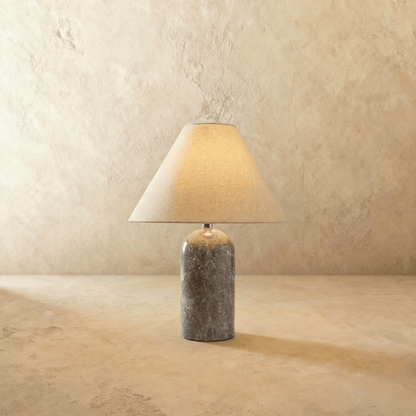 Vionelle Contemporary Fabric and Marble Table Lamp with Adjustable E27 White Light