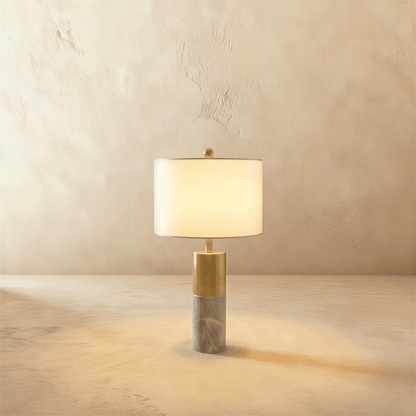 Cavour Modern Marble Fabric Table Lamp with Warm to Cool White Glow for Console Styling