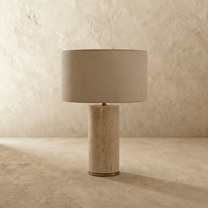 Seraphel Modern Marble Fabric Table Lamp Warm E27 Glow for Bedroom Nightstands