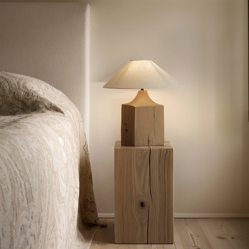 Lavelle Boho Fabric and Wood Table Lamp with Warm Glow for Living Room Console Styling