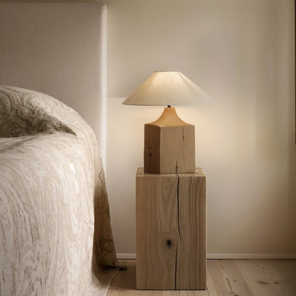 Lavelle Boho Fabric and Wood Table Lamp with Warm Glow for Living Room Console Styling