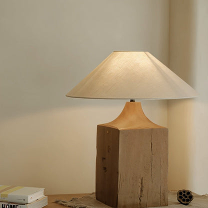 Lavelle Boho Fabric and Wood Table Lamp with Warm Glow for Living Room Console Styling