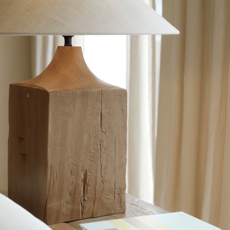 Lavelle Boho Fabric and Wood Table Lamp with Warm Glow for Living Room Console Styling