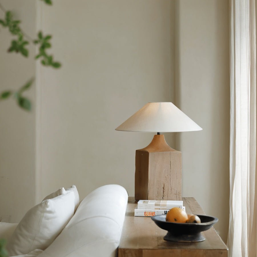 Lavelle Boho Fabric and Wood Table Lamp with Warm Glow for Living Room Console Styling