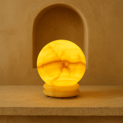 Quillon Modern Marble LED Table Lamp with Warm Glow for Bedroom Nightstands